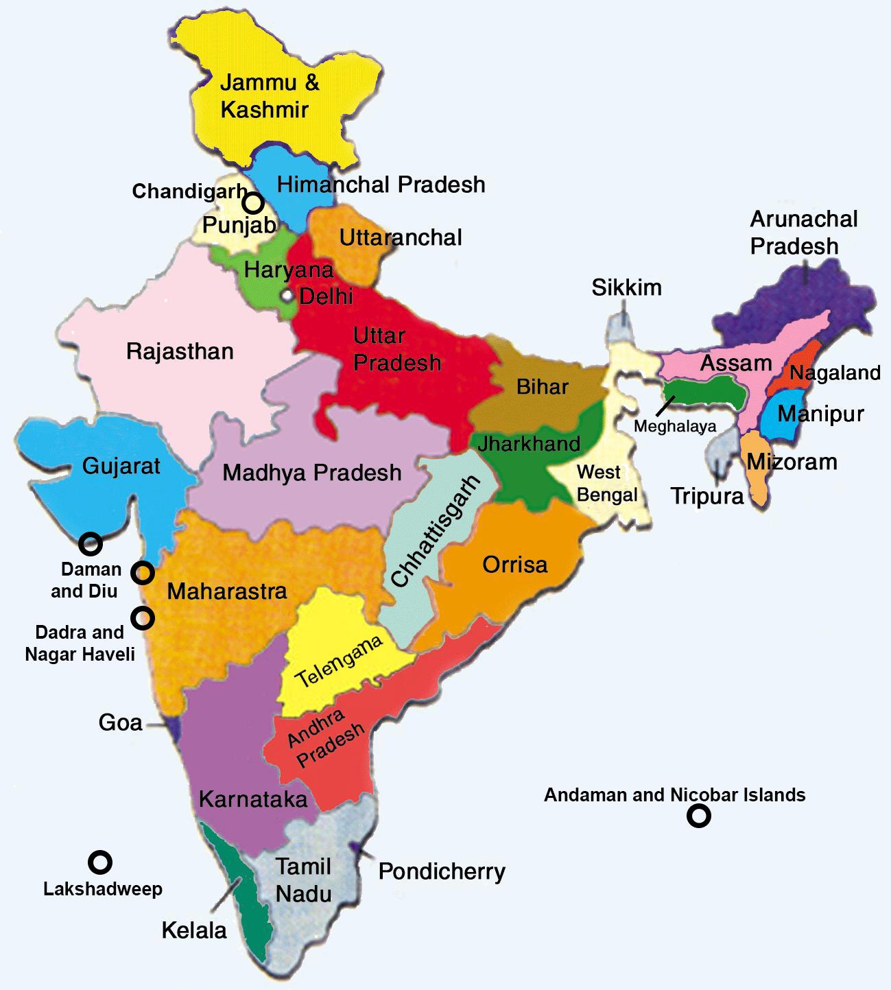 Karte Von Indien Staat Klug State Wise Indien Karte Sud Asien Asia