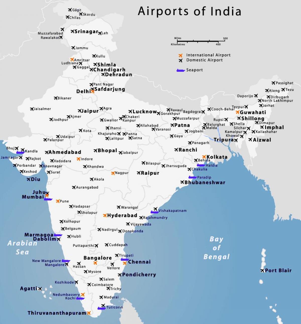 flughäfen indien karte Flughäfen Indien Karte   Landkarte Indien Flughäfen (Süd Asien   Asia)