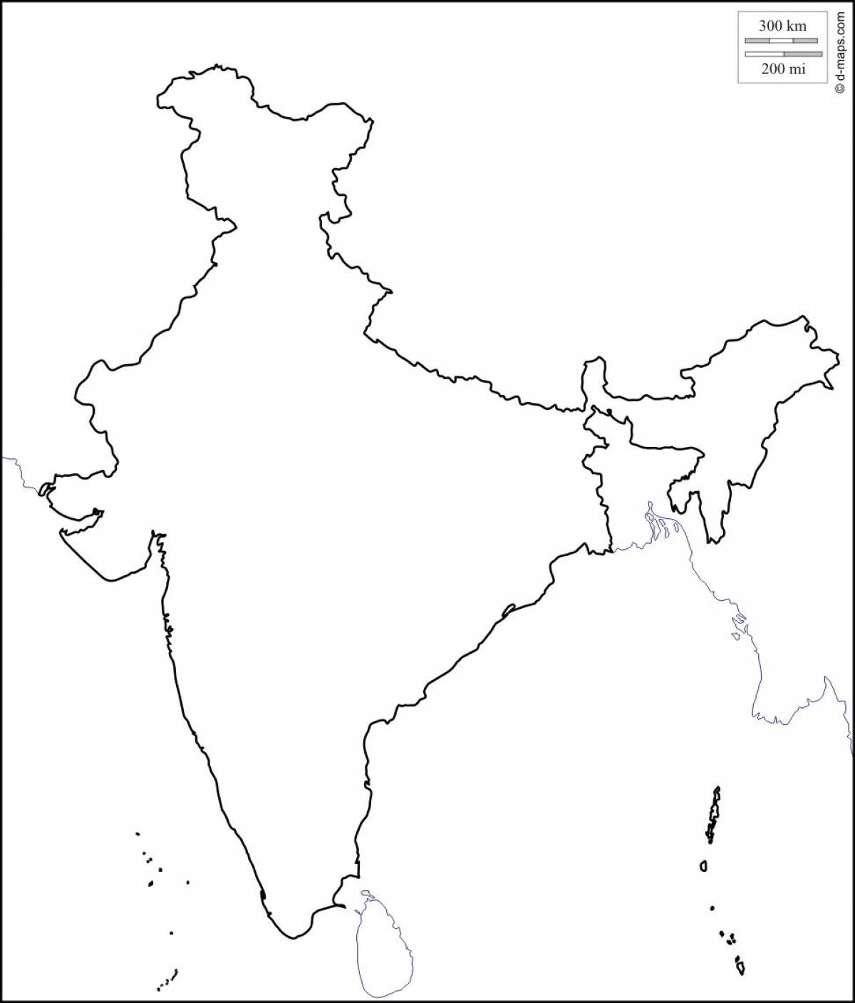 Indien Karte Umriss - Indien-Karte (Süd-Asien - Asia)