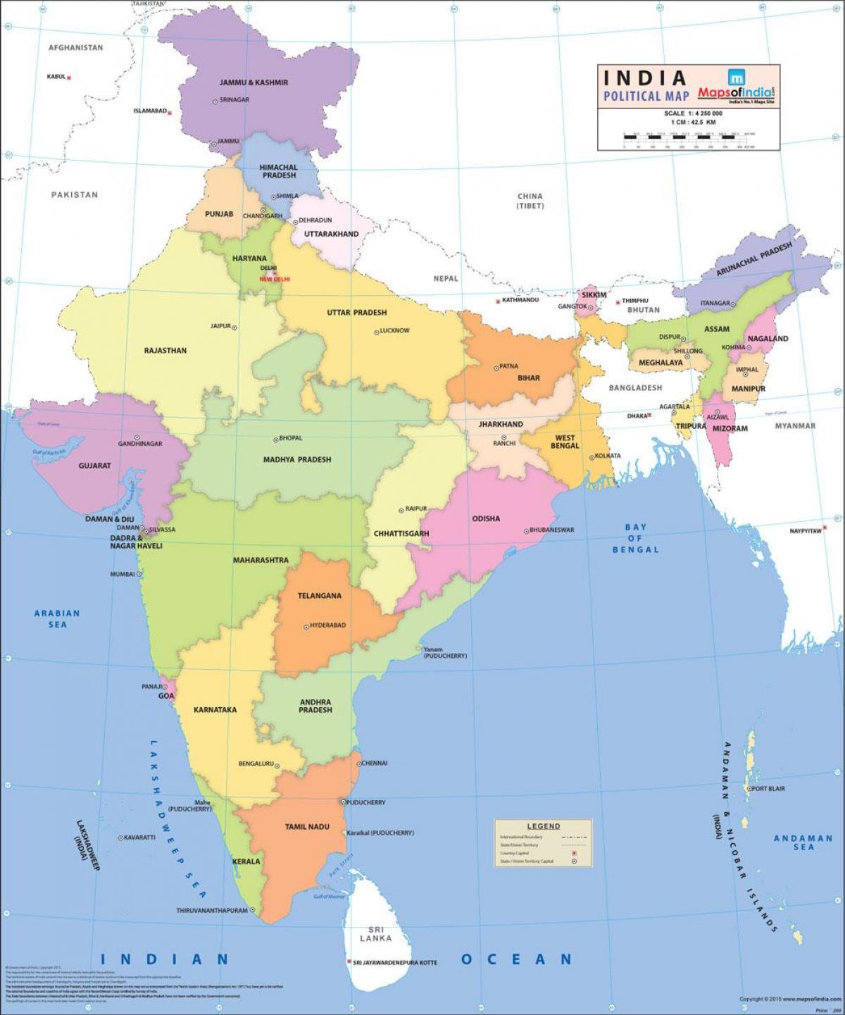 Indien-politische Karte - Indien-politische Karte (Süd-Asien - Asia)