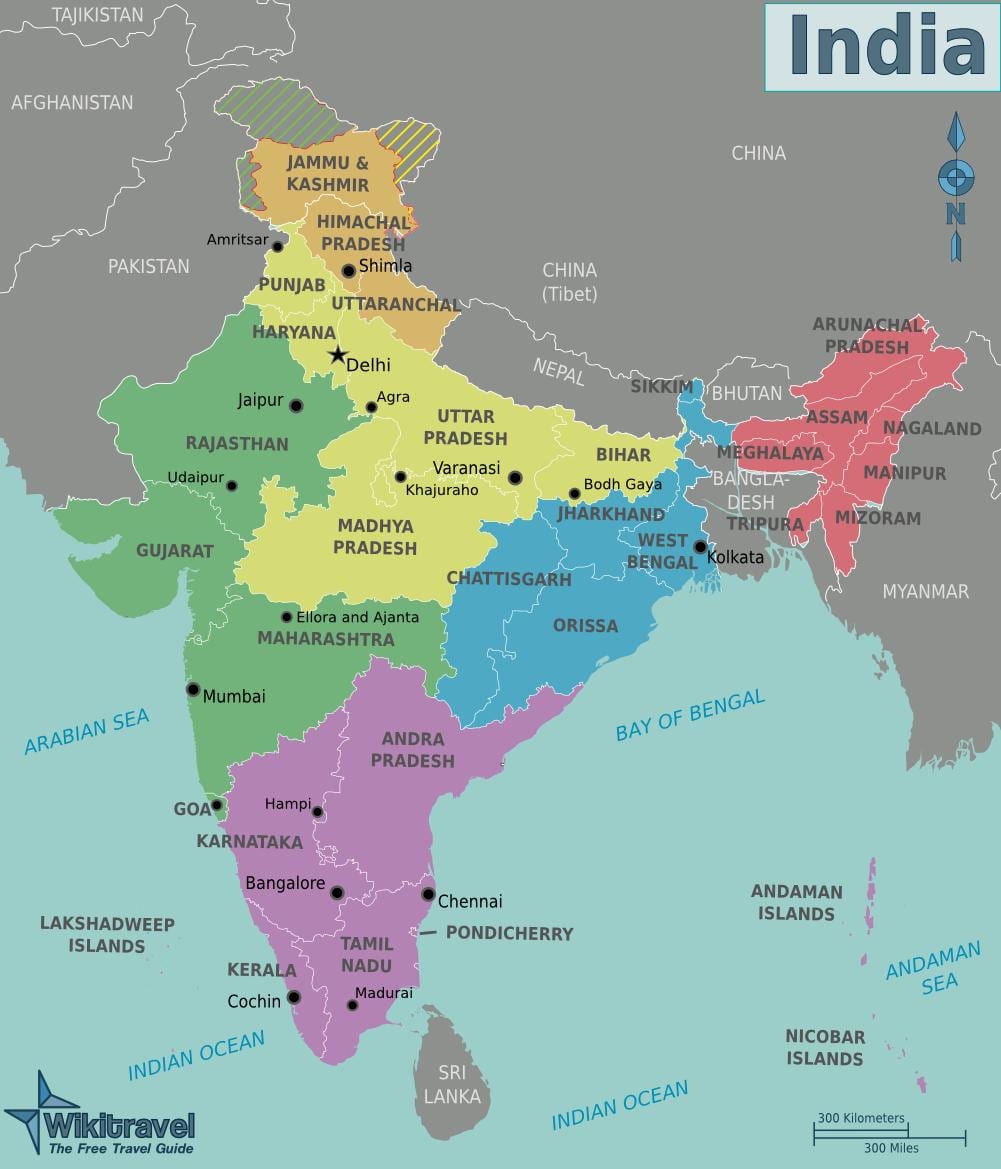 Indische Regionen anzeigen