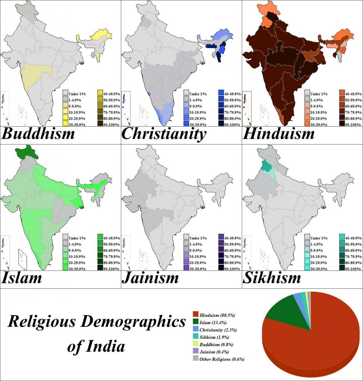 Karte von Indien religion