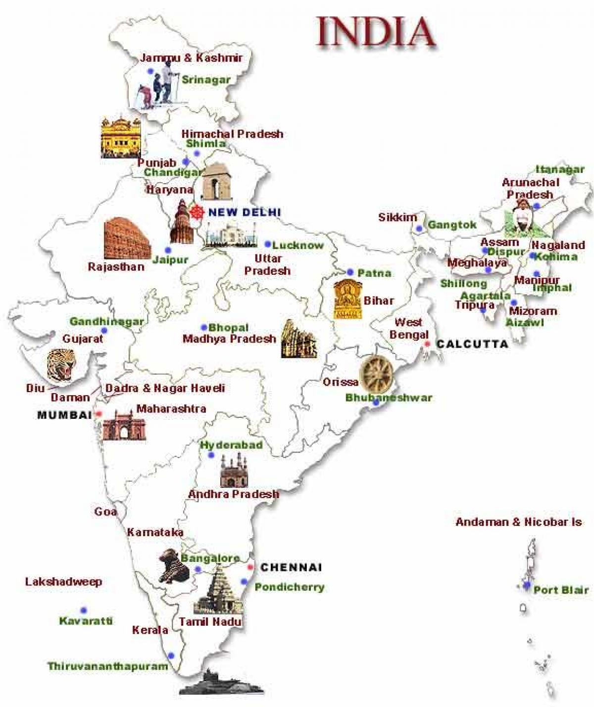touristische Karte von Indien