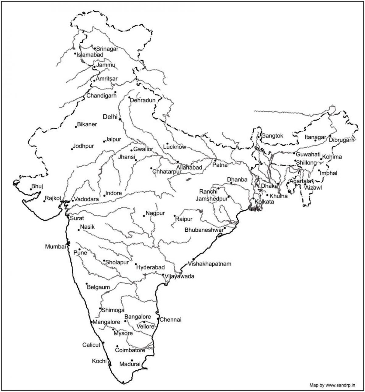 Indien Karte Flusse Und Gebirge Karte Von Indien Die Flusse Und Die Berge Sud Asien Asia