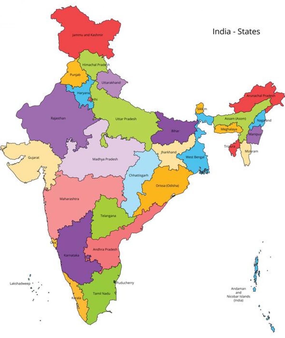 Karte Von Indien Mit Den Staaten Umriss Staaten Indien Karte Sud Asien Asia