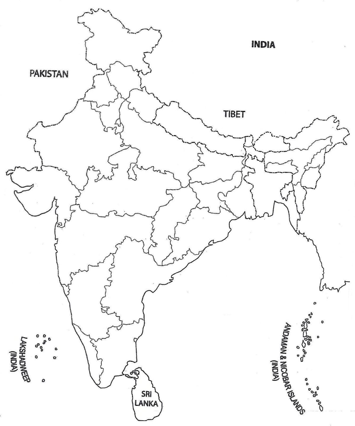 politische Karte Indiens leer