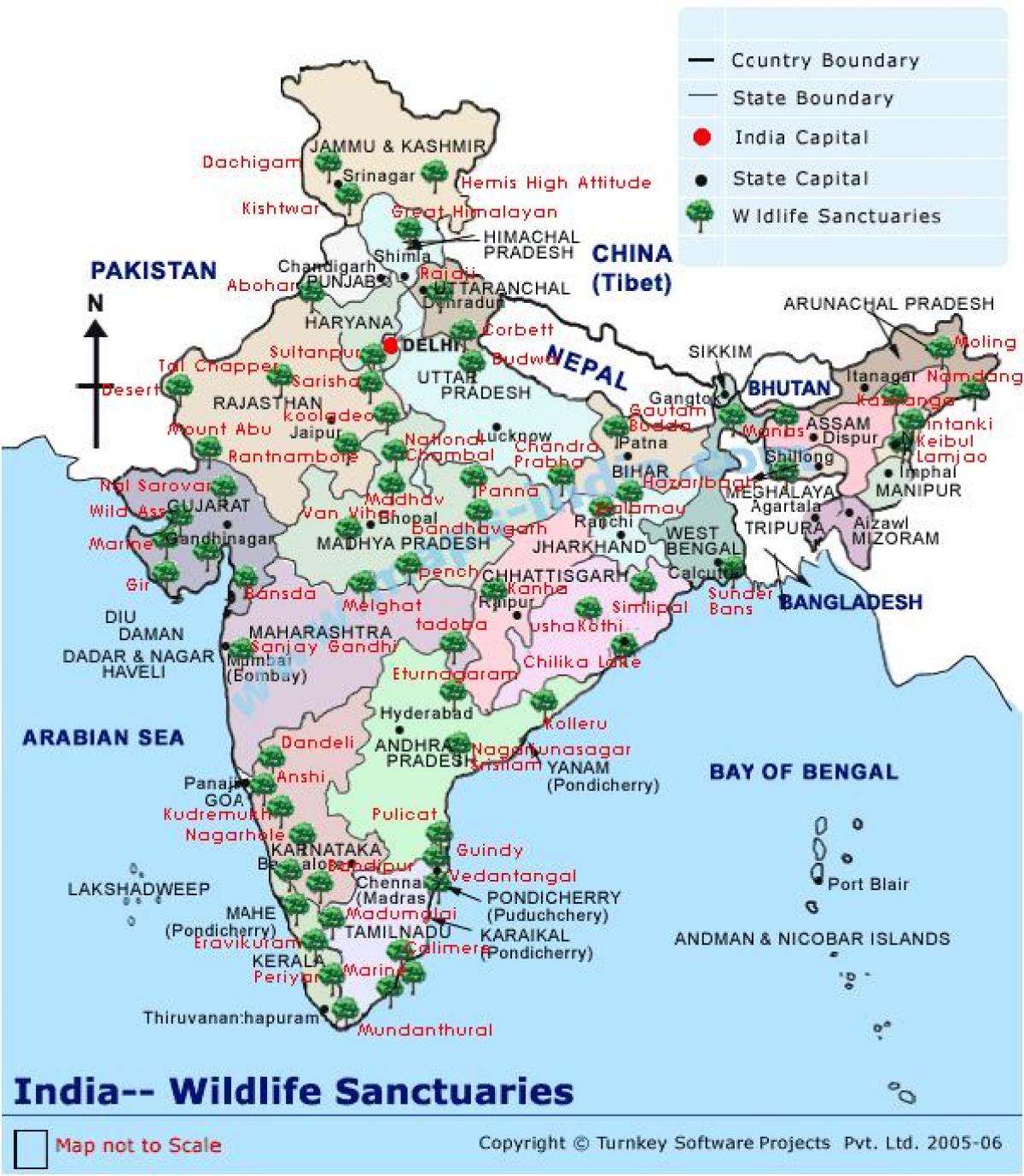 nationalparks indien karte National parks in Indien Karte, Karte von Indien Nationalparks 