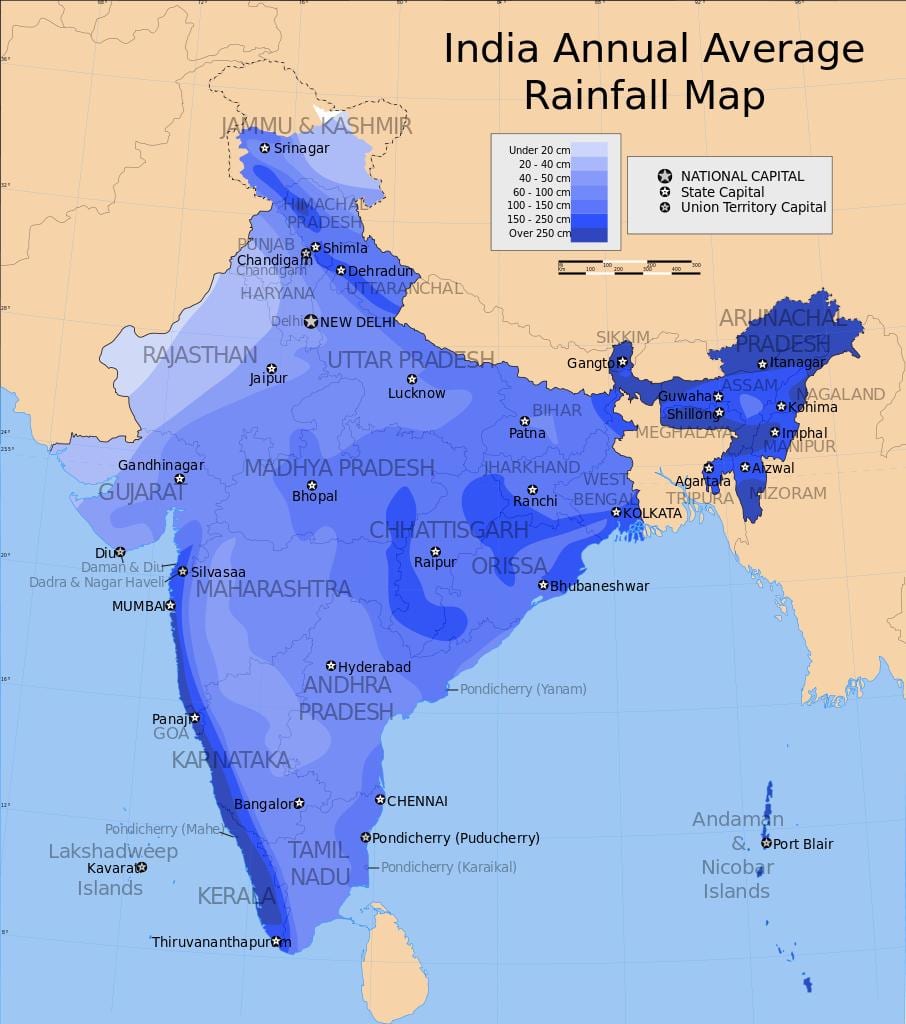 Indien Niederschlagsmenge anzeigen