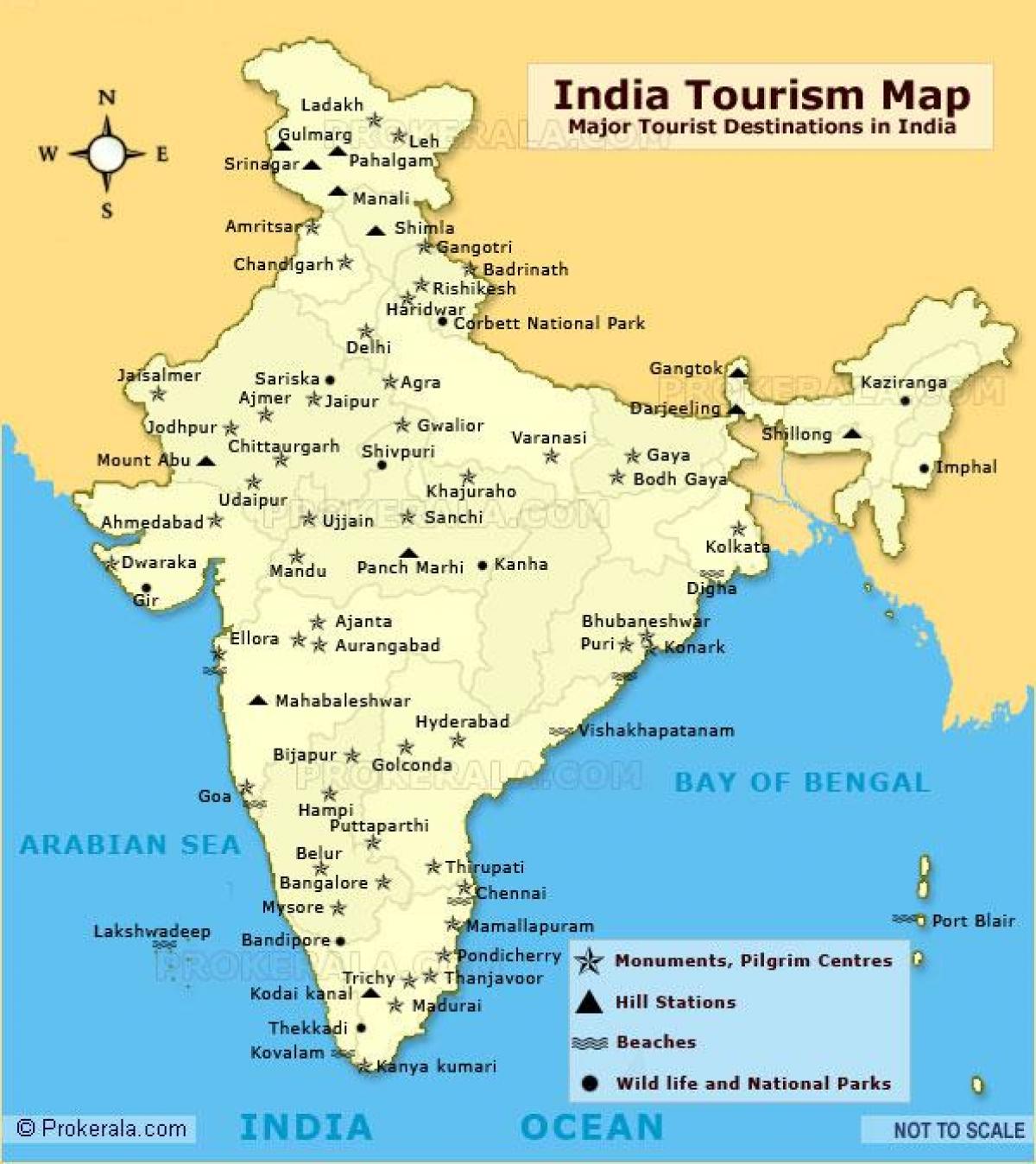 north india tourist map with distance