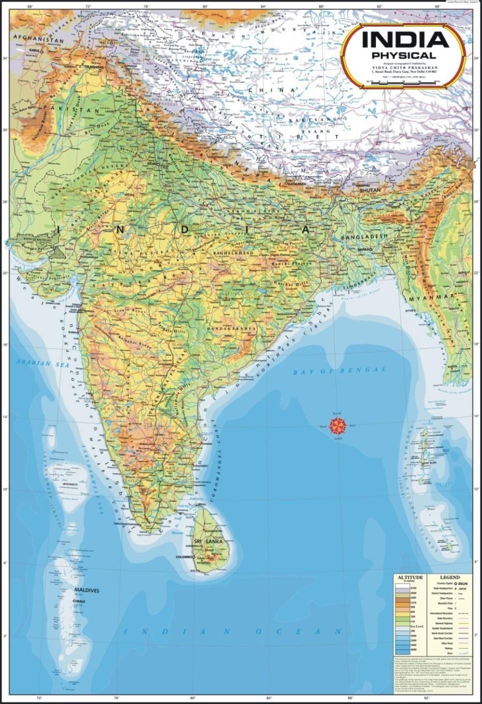 Indien physische Karte