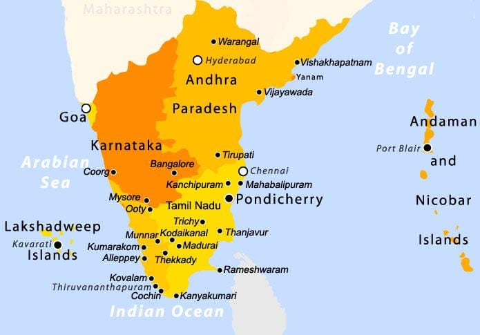 Süden Karte Indien