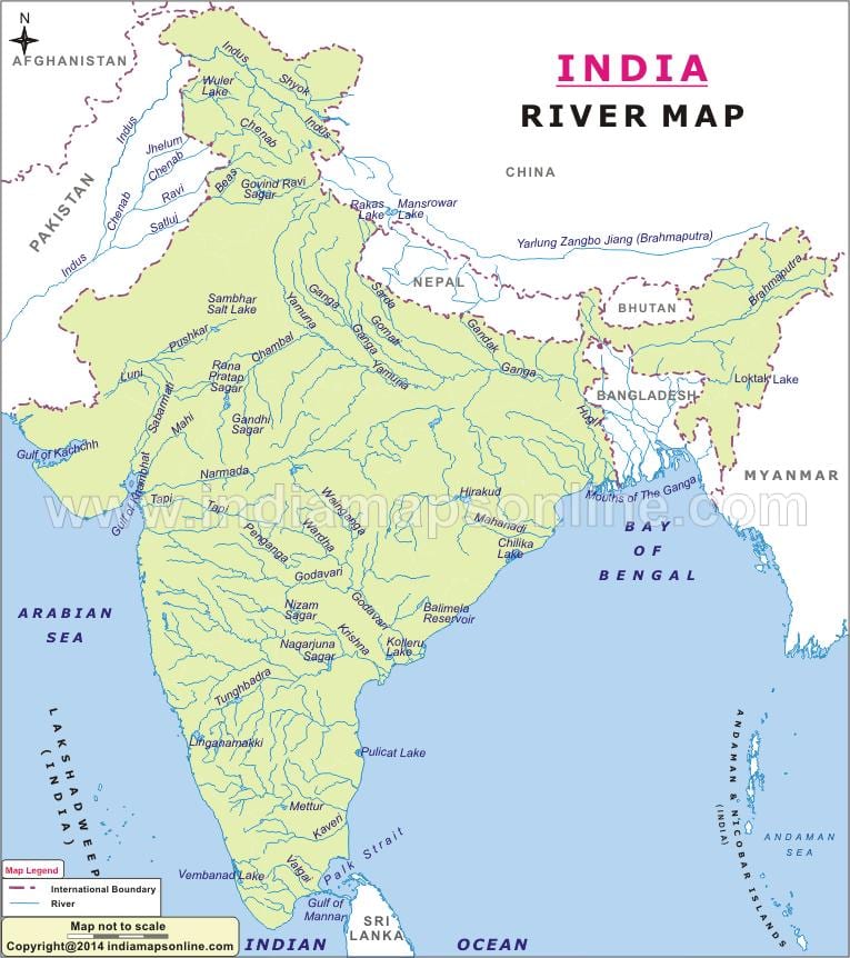 sindhu river Karte von Indien