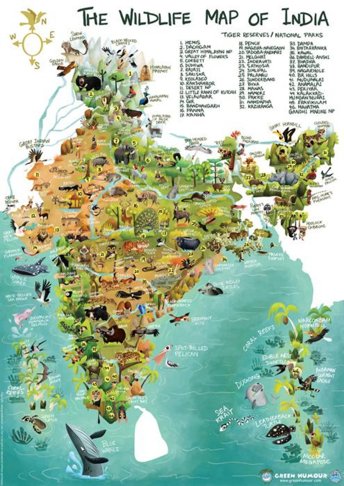 Indien wildlife Karte