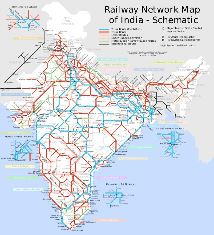 Indien Zug Karte