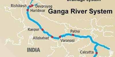 Ganges in Indien Karte