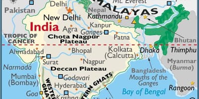 Karte der Gebirge in Indien