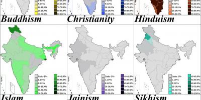 Karte von Indien religion