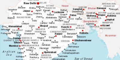Indien Landkarte mit Städten