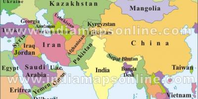 Karte von Indien mit den Nachbarländern