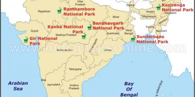 Karte der Nationalparks in Indien