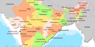 Politische Karte von Nord-Indien