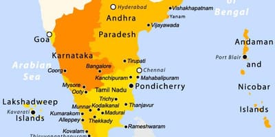 Süden Karte Indien